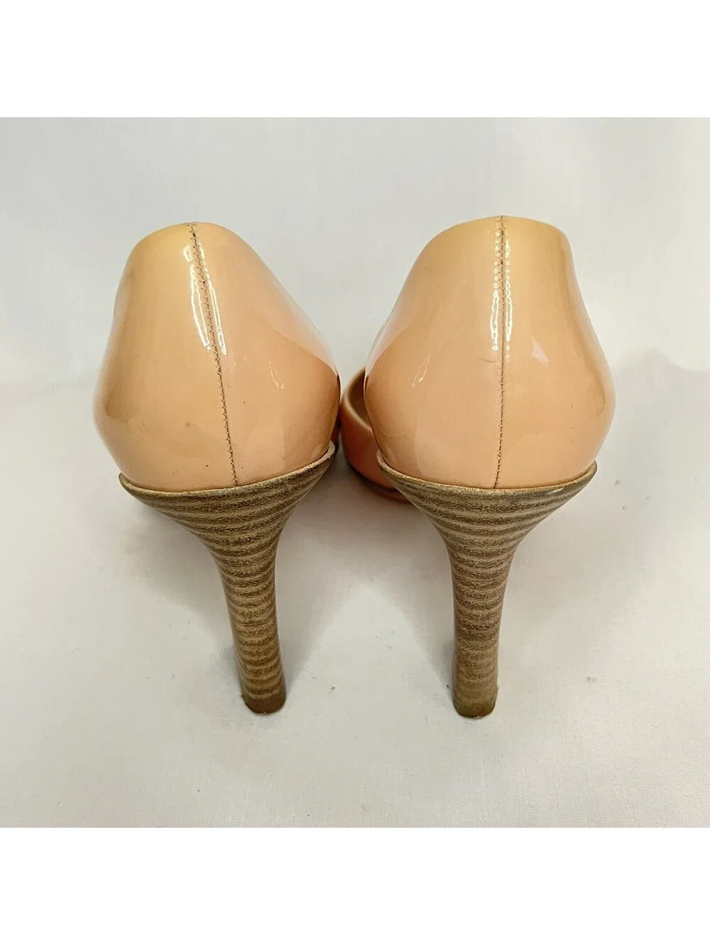 Reed Karkoff Tan Nude Patent Leather Pumps High Heel Shoes Womens US 7.5, EU 38